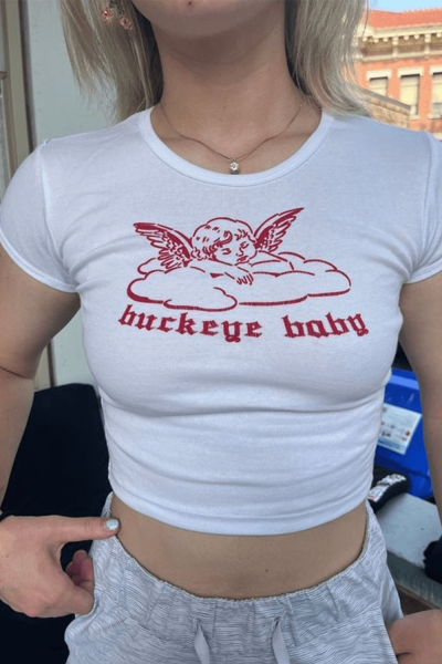 Angel Tasarım Beyaz Crop Bluz