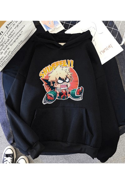 Anime Bakugou Shineee! Kapşonlu Sweatshirt