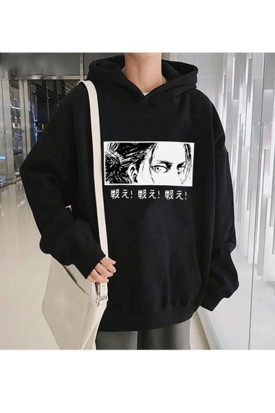 Anime Eren Eyes Kapşonlu Sweatshirt