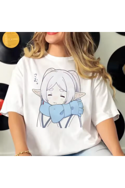 Anime Frieren Beyaz T-shirt