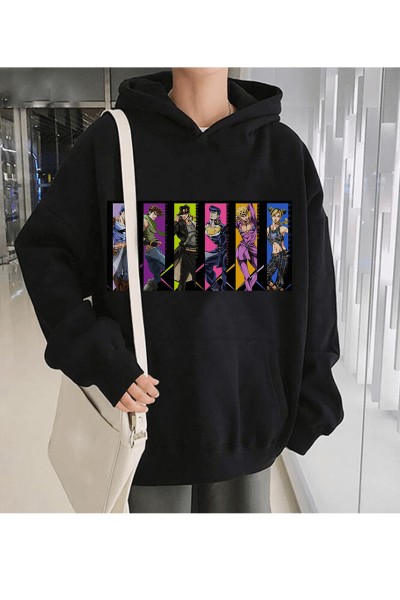 Anime JoJo Bizarre Adventure Kolaj Kapşonlu Sweatshirt