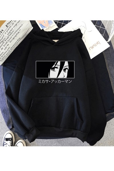 Anime Mikasa Eyes Kapşonlu Sweatshirt