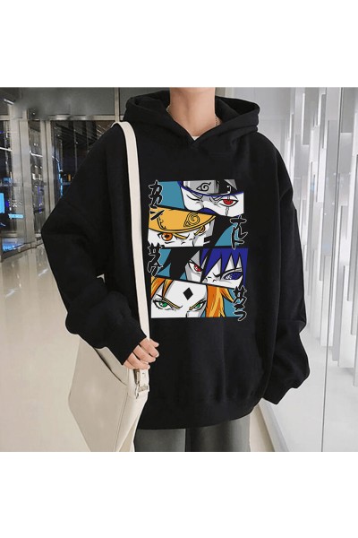 Anime Naruto Eyes Kapşonlu Sweatshirt