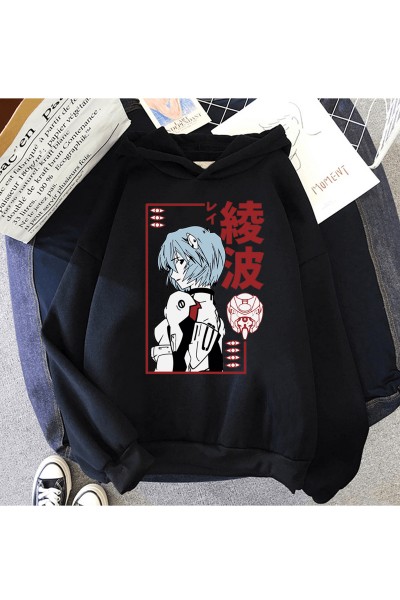 Anime Neon Genesis Evangelion Kapşonlu Sweatshirt