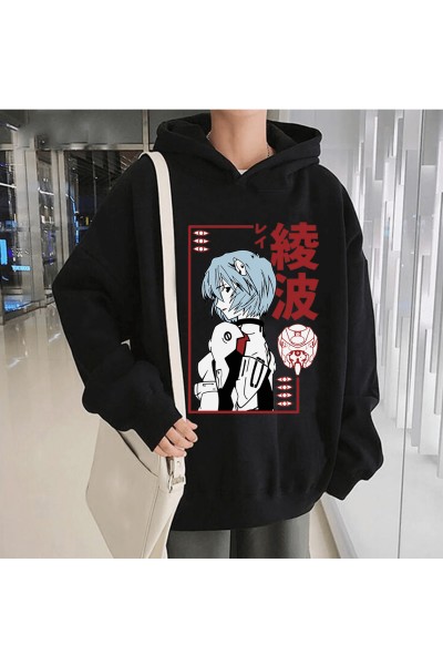 Anime Neon Genesis Evangelion Kapşonlu Sweatshirt