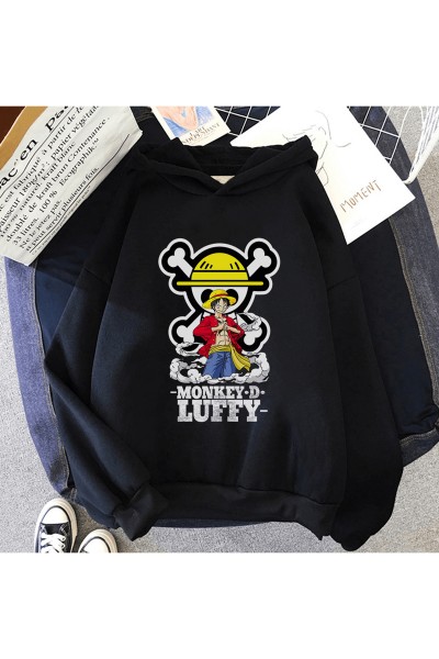 Anime One Piece Monkey D. Luffy Kapşonlu Sweatshirt