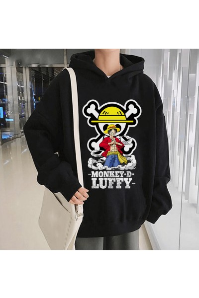 Anime One Piece Monkey D. Luffy Kapşonlu Sweatshirt