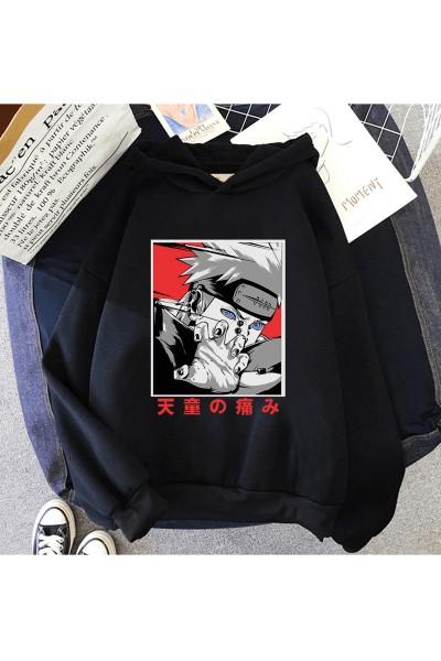 Anime Pain Kapşonlu Sweatshirt