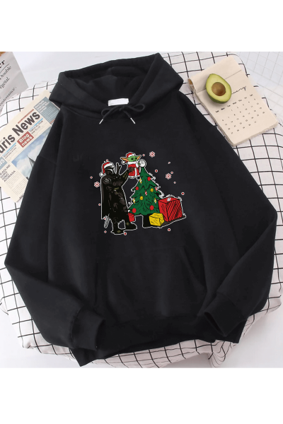 Darth Vader Baby Yoda Yılbaşı Kapşonlu Sweatshirt