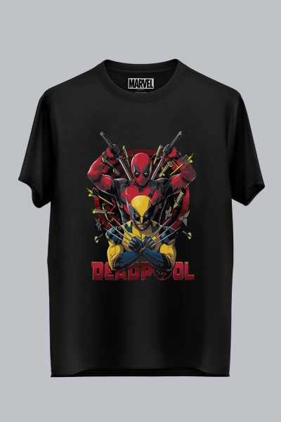 Deadpool And Wolverine Wars Siyah T-shirt