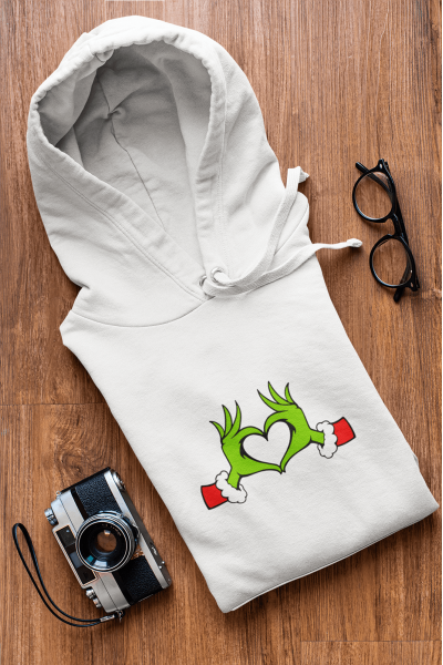 Grinch Happy New Year Kalp Kapşonlu Sweatshirt