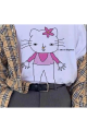 Harajuku Kedi Baskılı Beyaz T-shirt