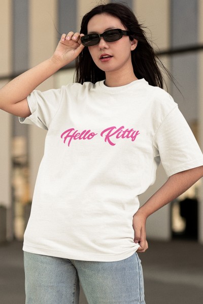 Hello Kitty Baskılı Beyaz Tişört