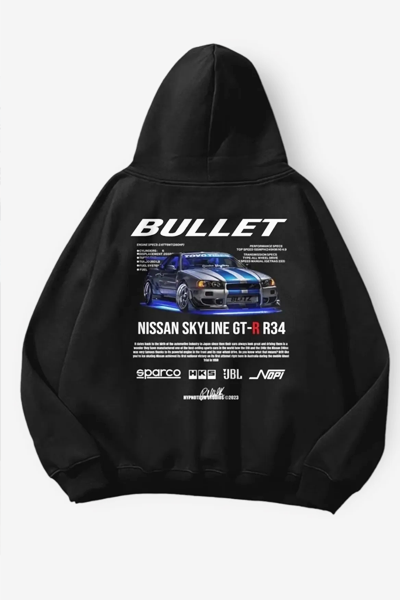 Hızlı ve Öfkeli Bullet Kapişonlu Unisex Siyah Sweatshirt