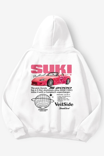 Hızlı ve Öfkeli Suki Kapüşonlu Unisex Beyaz Sweatshirt