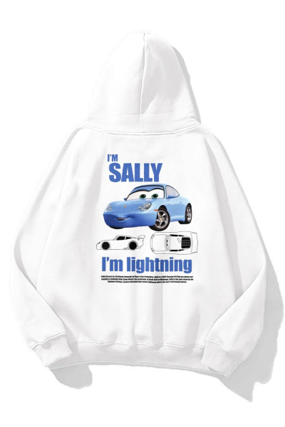 I'm Sally Cars Baskılı Unisex Beyaz Sweatshirt