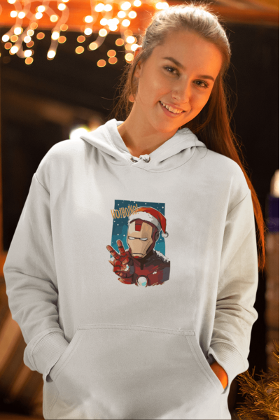 İron Man Hohoho Yeni Yıl Kapşonlu Sweatshirt