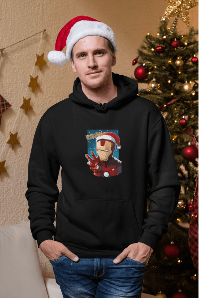 İron Man Hohoho Yeni Yıl Kapşonlu Sweatshirt