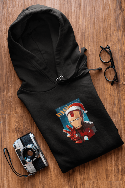 İron Man Hohoho Yeni Yıl Kapşonlu Sweatshirt