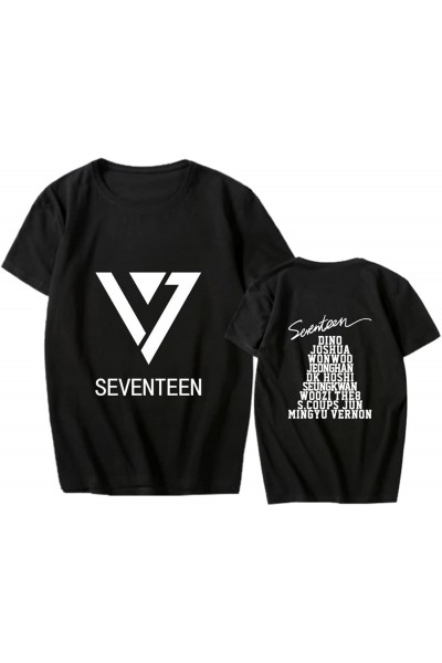  K-Pop Seventeen Siyah T-Shirt