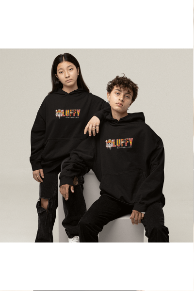 Luffy Yazılı Kapşonlu Sweatshirt