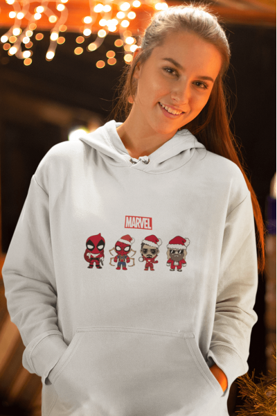 Marvel Yılbaşı Yeni Yıl Kapşonlu Sweatshirt