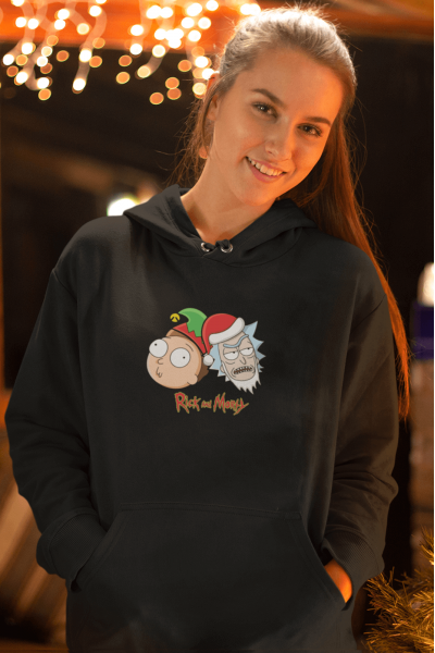 Rick And Morty Yeni Yıl Kapşonlu Sweatshirt