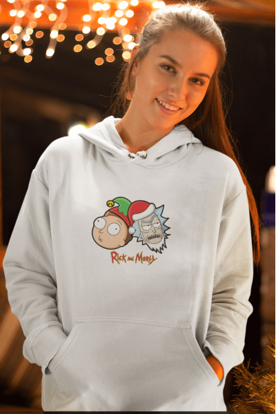 Rick And Morty Yeni Yıl Kapşonlu Sweatshirt