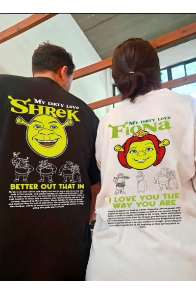 Shrek And Fiona Sevgili Çift Arkadaşlık Couple 2'li T-shirt Seti