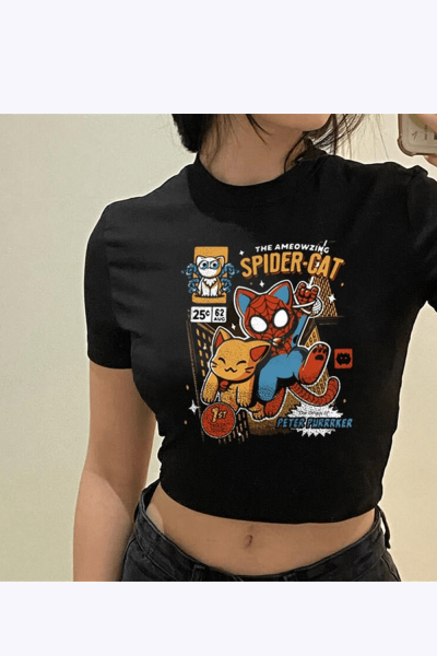 Spider Cat Crop Top