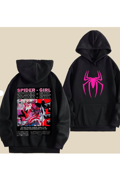 Spider Girl Hoodie Siyah Sweatshirt