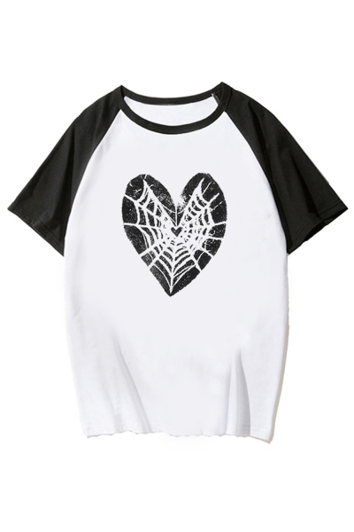 Spider Heart Siyah Kol Detaylı Tişört