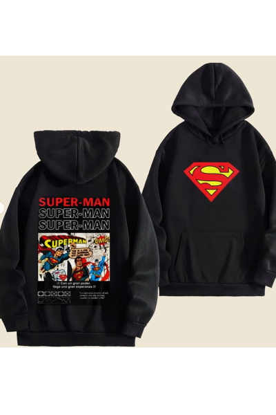 Superman Hoodie Siyah Sweatshirt