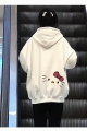 Y2K Tarzı Hello Kitty Beyaz Ön-Arka Baskılı Sweatshirt